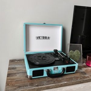 Light blue Victrola record player